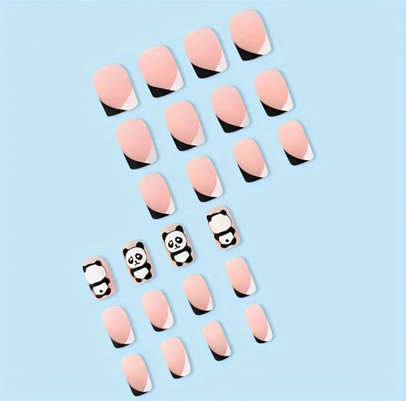 24pcs Press On False Finger Nails Fake Nails Glittered Solid Colours 52 Options