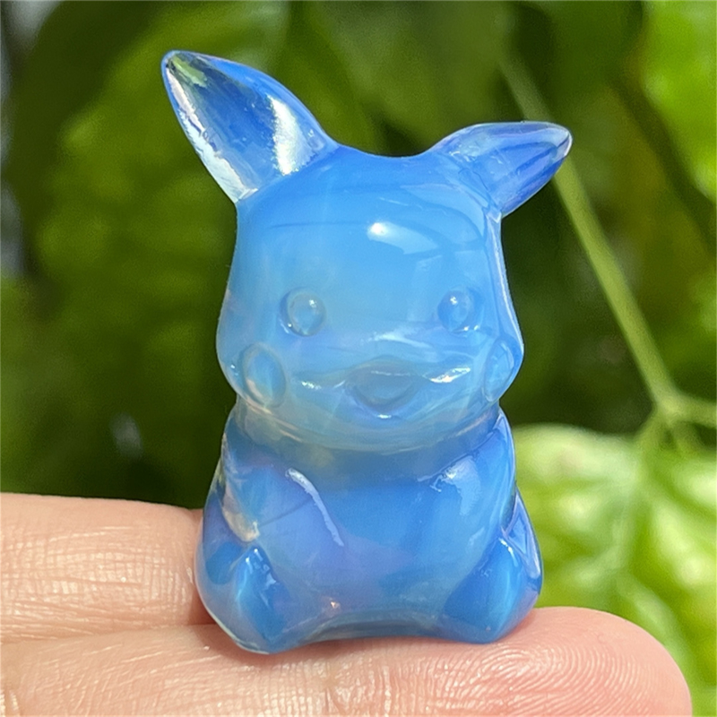 1.5" Natural quartz carved Pikachu skull Quartz crystal skull reiki healing