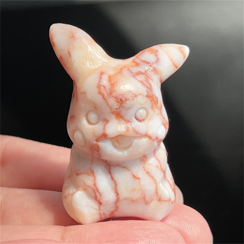 1.5" Natural quartz carved Pikachu skull Quartz crystal skull reiki healing