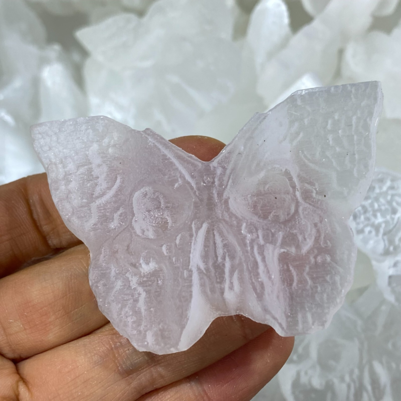 Natural Gypsum Selenite butterfly Hand Carved Quartz Crystal Reiki healing 1PC