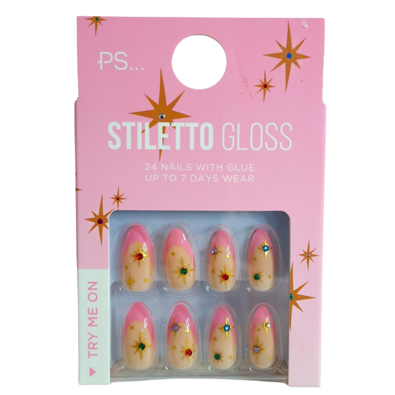 False Nails Press On Fake Tips Stick Coffin Square Full Cover Primark Glue 24pk