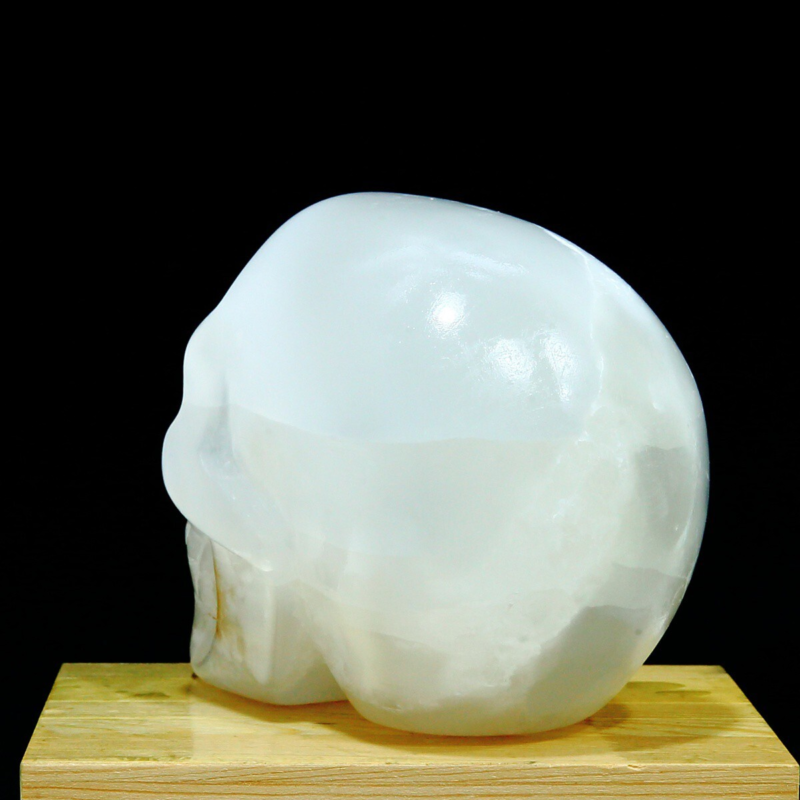 1606g Natural White Selenite Hand Carved Crystal Skull Quartz Meditation Medium