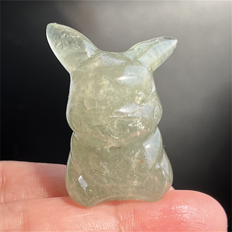 1.5" Natural quartz carved Pikachu skull Quartz crystal skull reiki healing