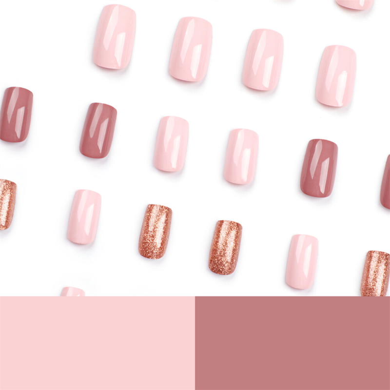 Pure Color Shiny False Nail Medium Square Press on Nails for Nail Art 24pcs