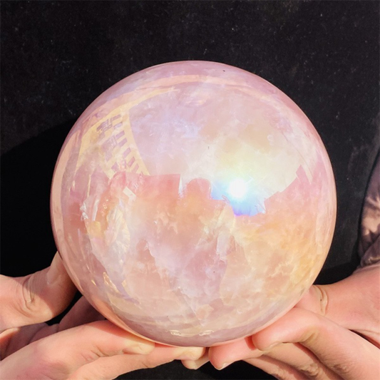 2210g Rose Crystal Ball Treasure electroplated Powder Energy Healing Sphere