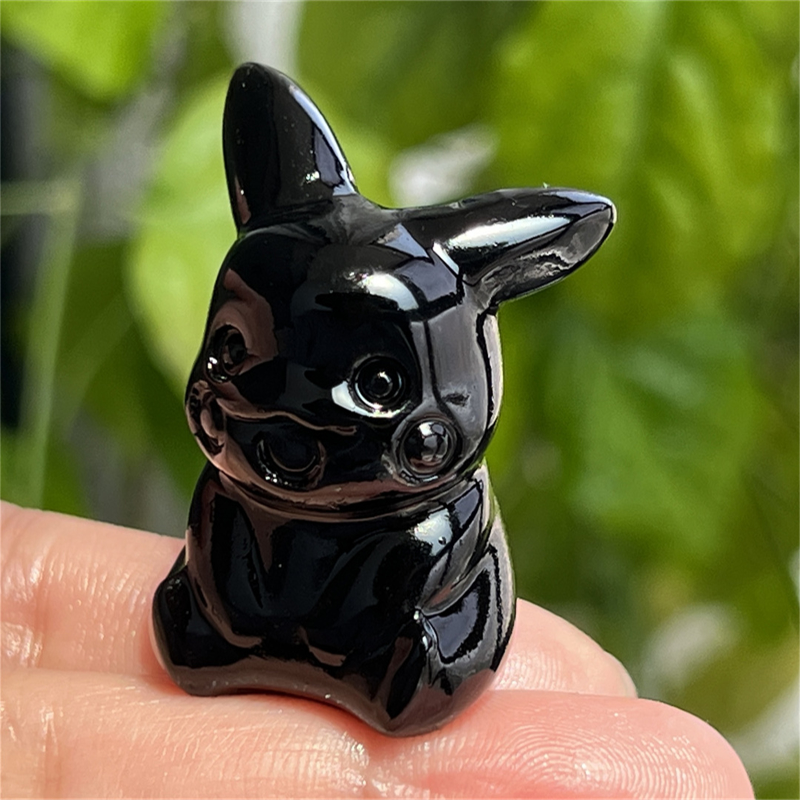 1.5" Natural quartz carved Pikachu skull Quartz crystal skull reiki healing