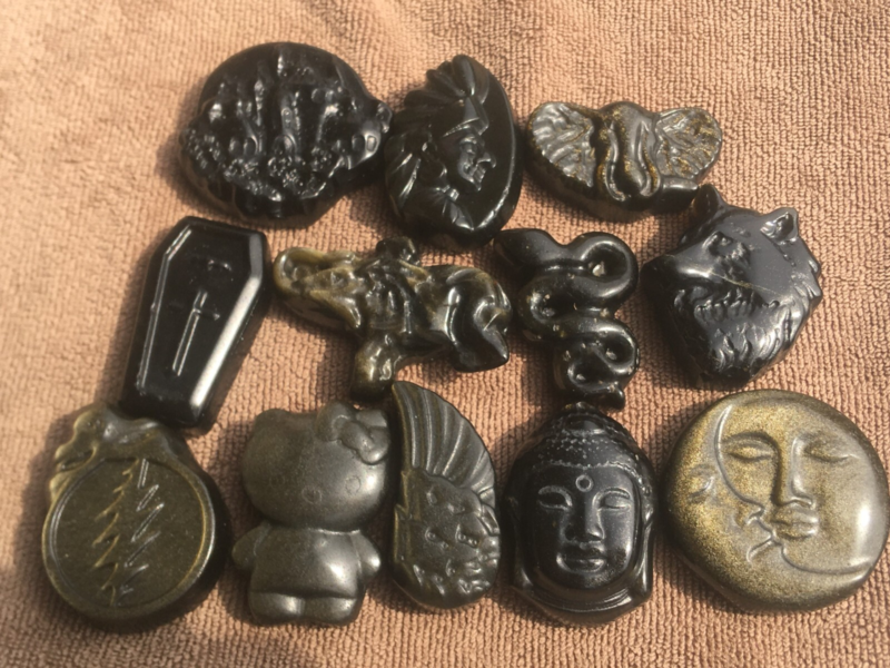 10pc Natural mix gold obsidian Quartz hand Carved skull crystal Reiki healing