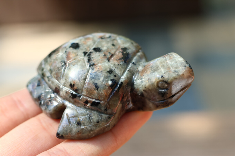 2&apos;&apos; Carved Natural Yooperlite sea Turtle Reiki Quartz Crystal Skull Healing 1pc