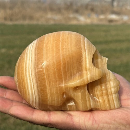 930g Natural Carved Geodes stone Skull Figurines Reiki Quartz Crystal Skull Deco