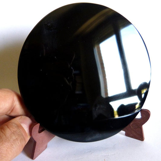 Obsidian mirror - 12 cm- 320 g