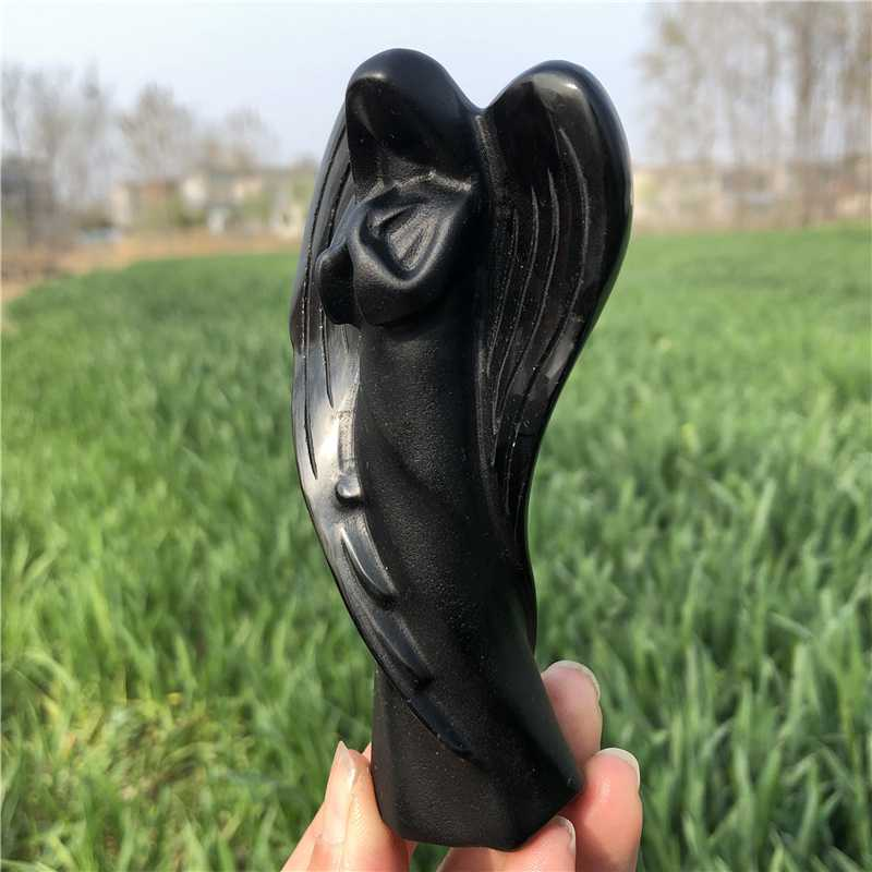 0.16kg Natural obsidian quartz angel carved Quartz Crystal skull Healing