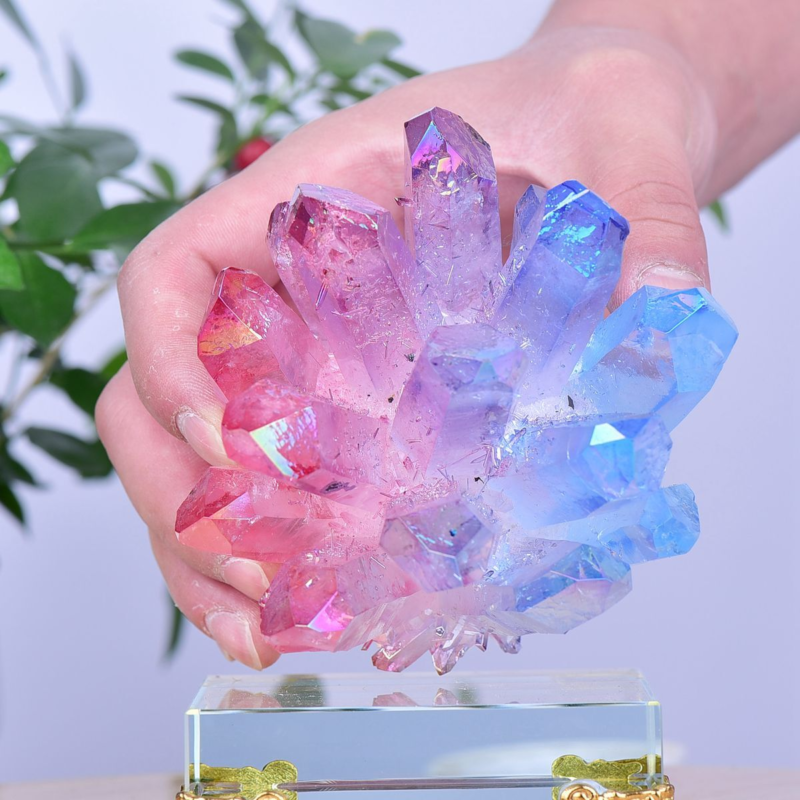 1.43LB Electroplated Color Crystal Cluster Crystal Mineral Reiki Healing