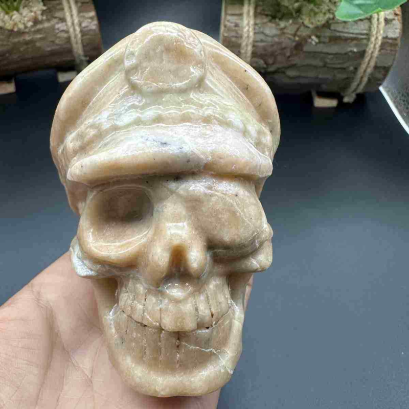 670g natural jade hand carved skull quartz crystal healing decor gift