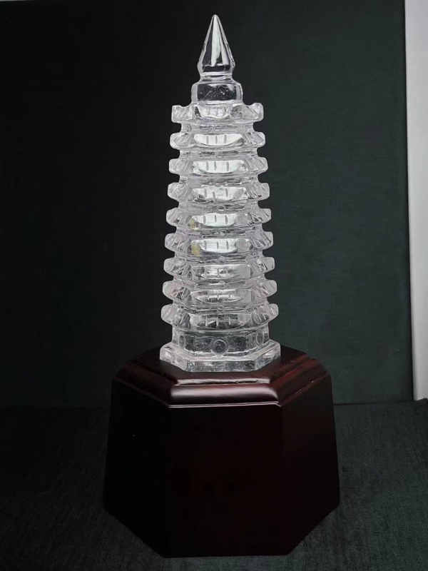2.15LB Natural clear White pyramid Quartz point Crystal Reiki Healing+stand
