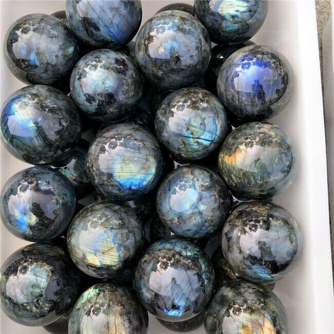 TOP 60mm+Natural rainbow labradorite sphere  quartz crystal ball gem healing 1PC