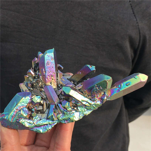 190g Electroplate Rainbow cluster quartz crystal mineral specimen reiki healing