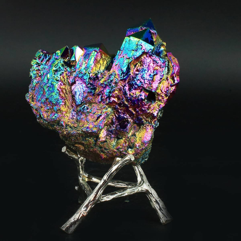 198g Colourful Crystal Cluster Quartz Mineral Specimen Decoration Electroplate
