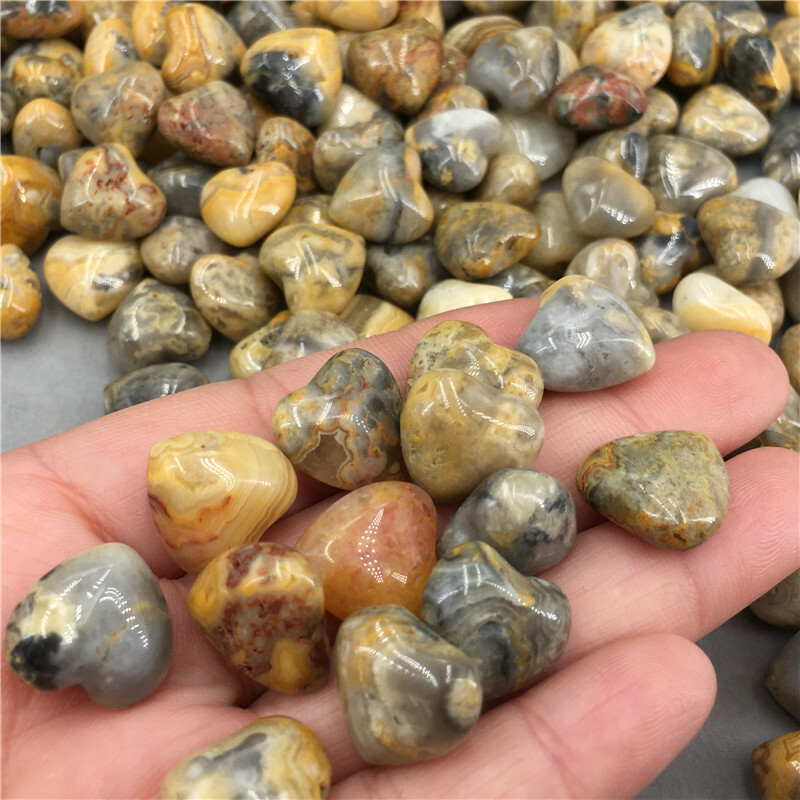 5pcs Natural Crazy agate mini heart Carved quartz crystal skull reiki healing G3