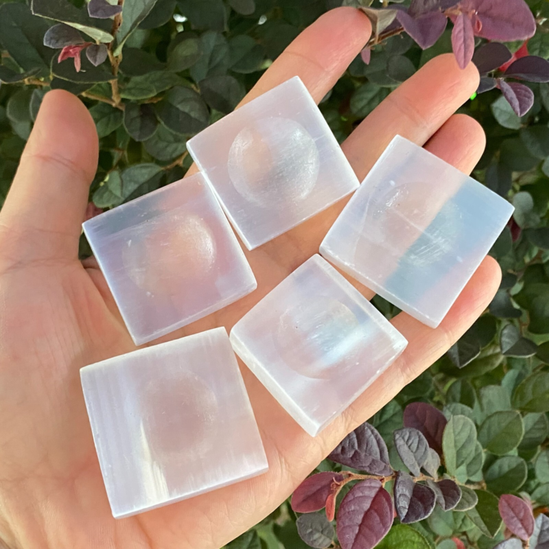 TOP Natural Gypsum Selenite quartz ball stand hand carved crystal healing 5PC