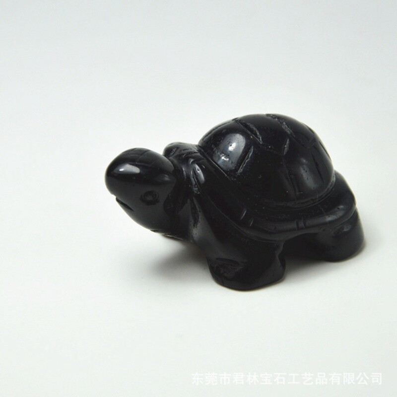 10Pcs Natural Obsidian Quartz Carved Longevity Tortoise Crystal Animal Ornament