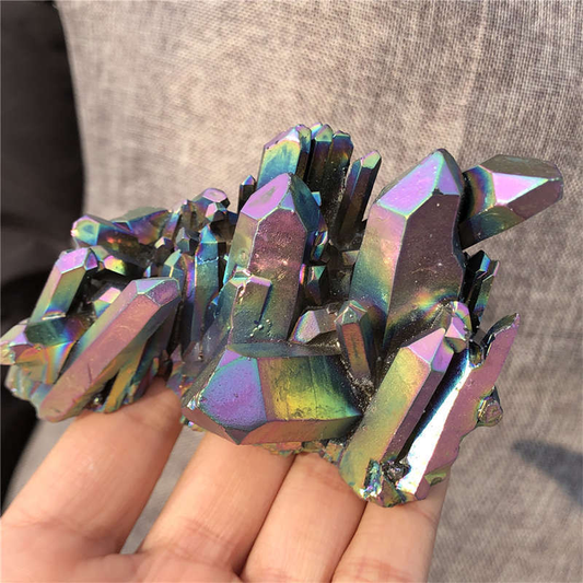 190g Electroplate Rainbow cluster quartz crystal mineral specimen reiki healing