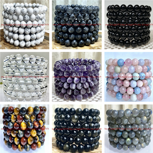 Wholesale Lots 6 Pcs 7.5" Natural Crystal Healing Gemstone Stretch Bracelet
