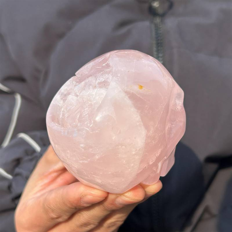 0.49kg Natural rose quartz skull carved Quartz Crystal skull Healing