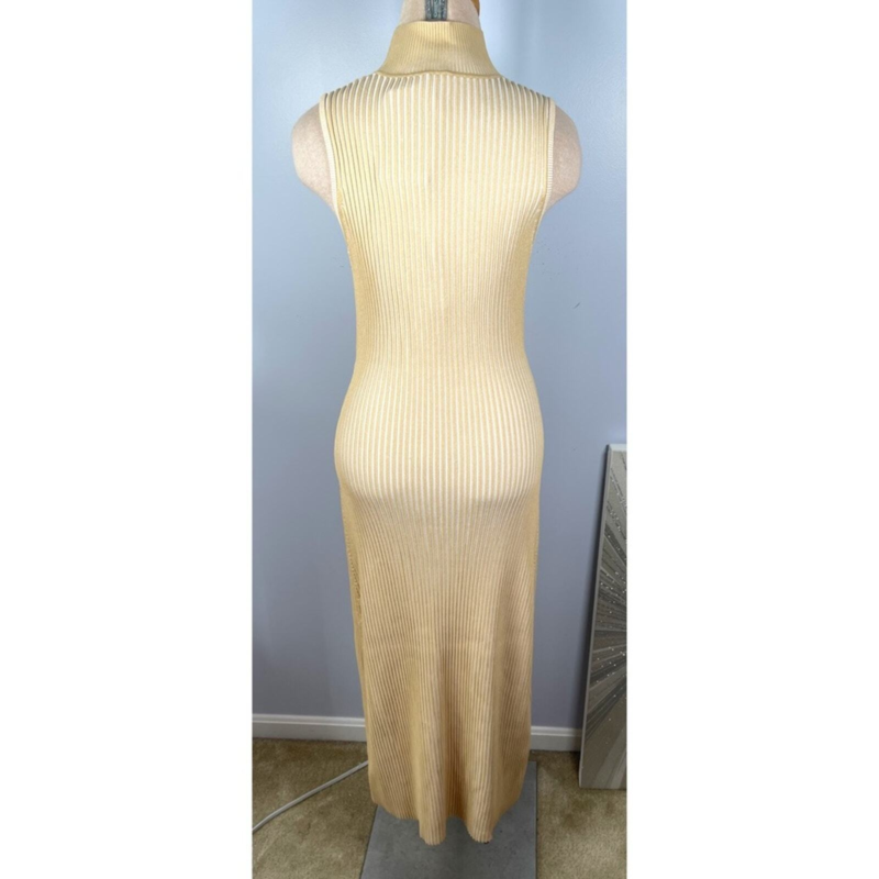 NWT Cult Gaia Knitted Liora Front Wrap Midi Dress in Off White Sand Size Large
