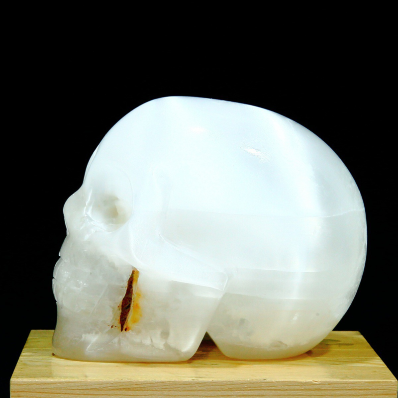 1606g Natural White Selenite Hand Carved Crystal Skull Quartz Meditation Medium