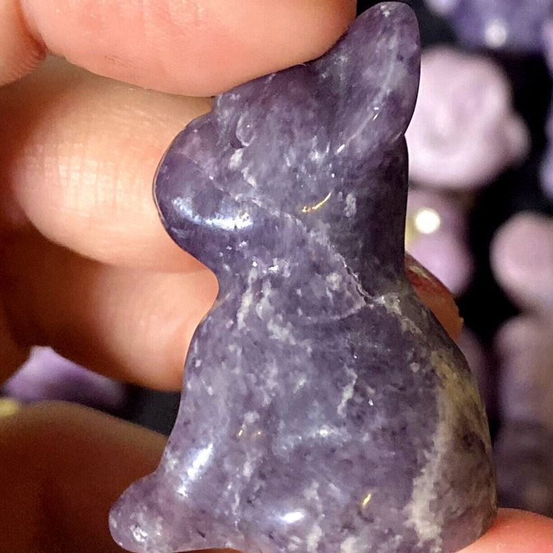 Natural Quartz Crystal Carved Rough Stone French Bulldog Healing Animal Decor