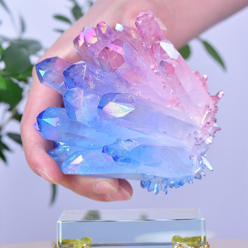 1.48LB Electroplated Color Crystal Cluster Crystal Mineral Reiki Healing