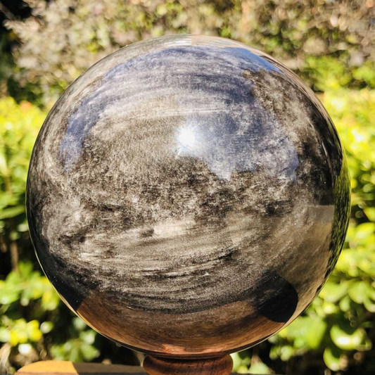 1270G HUGE Natural Silver Obsidian Sphere Crystal quartz Ball Healing 781