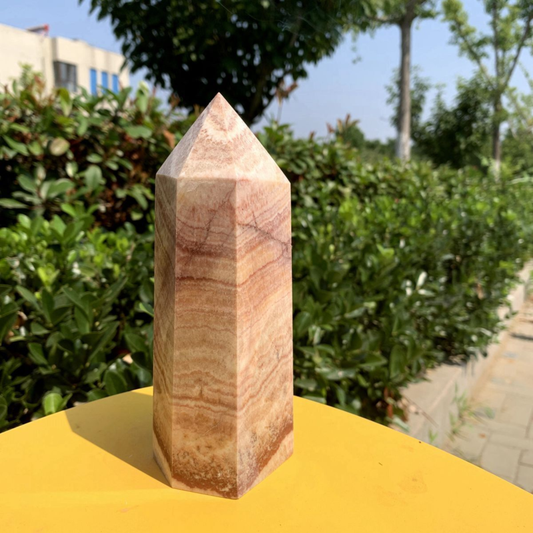 906g Natural Pork Stone Quartz Obelisk Crystal Wand Point Tower Reiki Healing