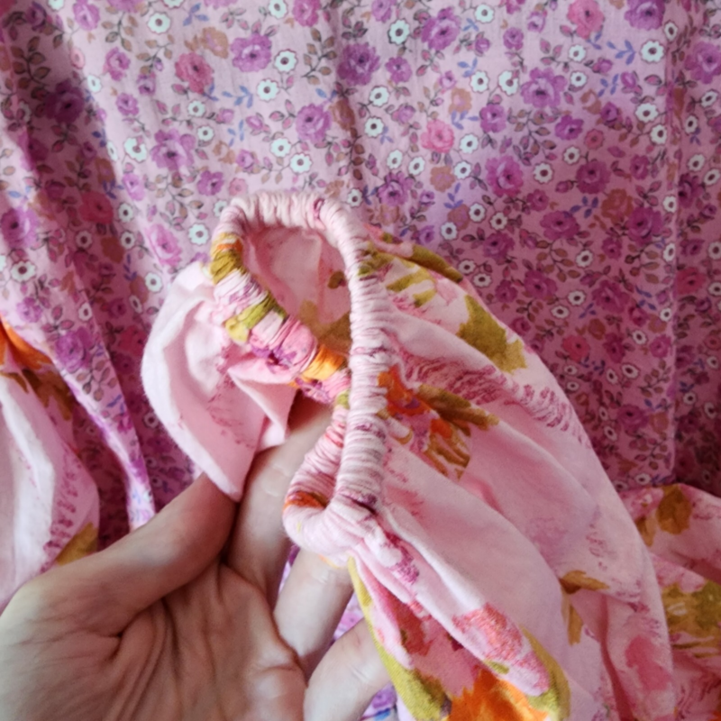 LOVESHACKFANCY Rina Floral Print Ruffled Mini Dress, Exploded Pink Size 00