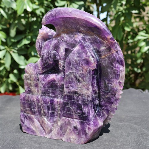 3.54kg Natural Dream Amethyst Dragon Castle Skull Carved Reiki Quartz Crystal Sk