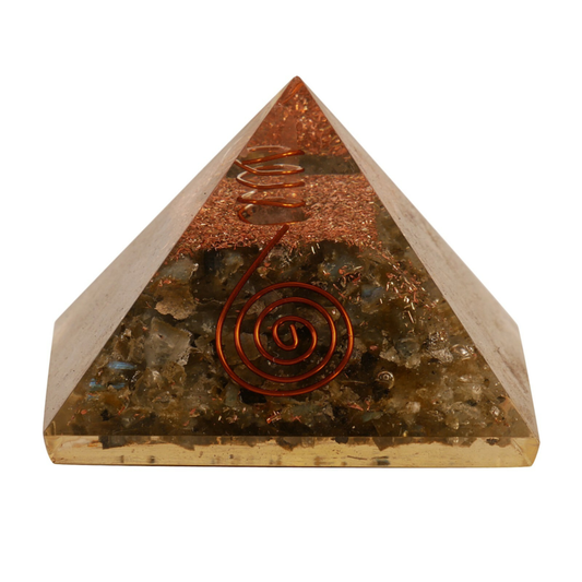 Labradorite Gemstone Orgone Pyramid EMF Protection Energy Free Shipping