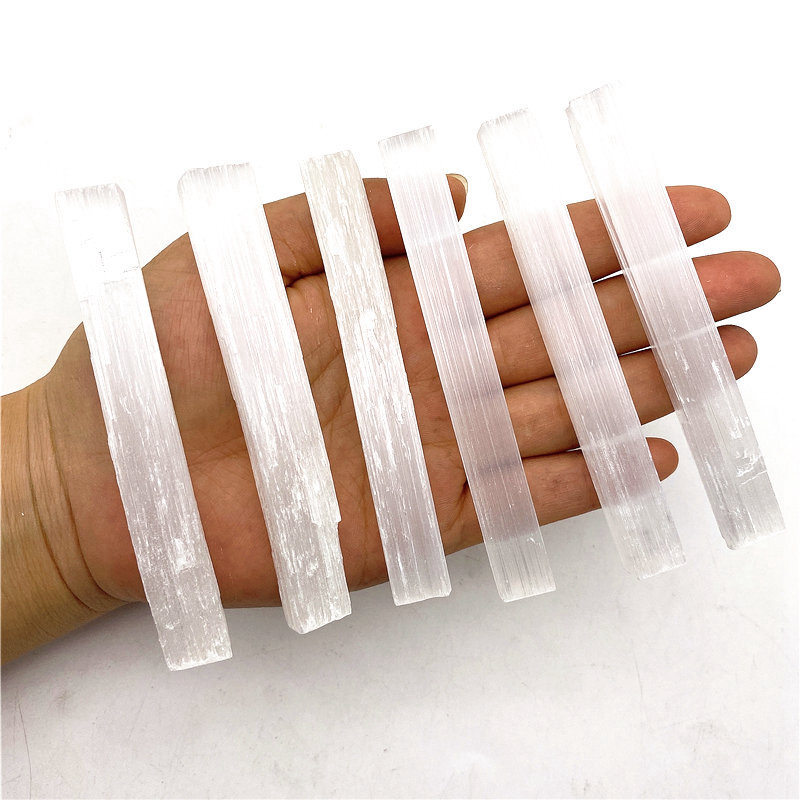 10Pcs Natural Quartz Selenite Stick Wand White Gypsum Crystal Point Stone Blades