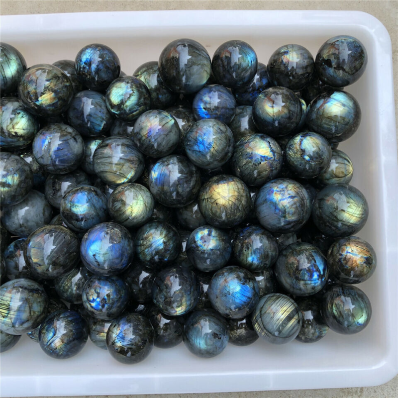 TOP 60mm+Natural rainbow labradorite sphere  quartz crystal ball gem healing 1PC