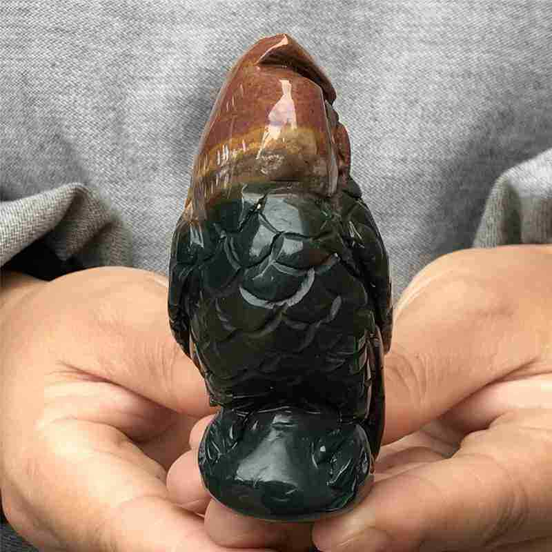0.19kg Natural ocean jasper owl skull carved Quartz Crystal skull Healing