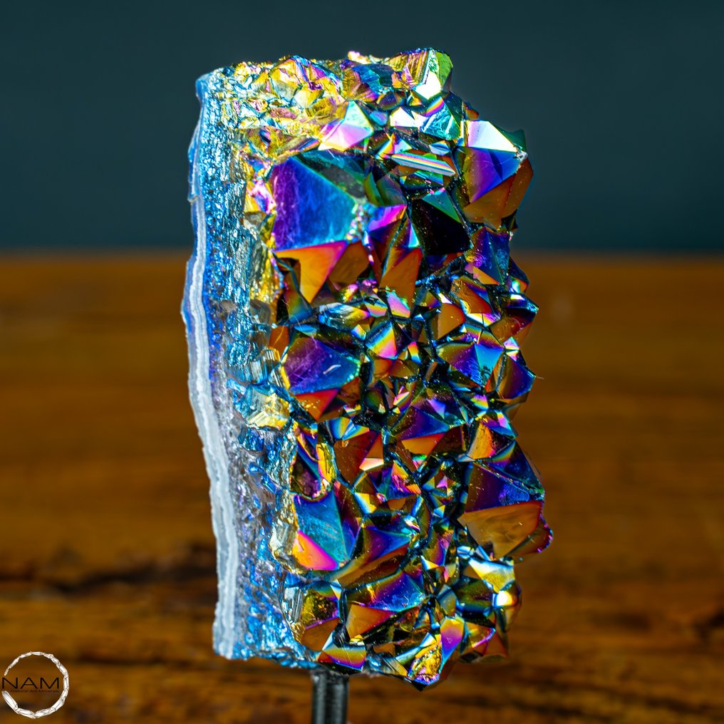 Very Rare AAA+++ Rainbow Aura Amethyst on stand- 400 g