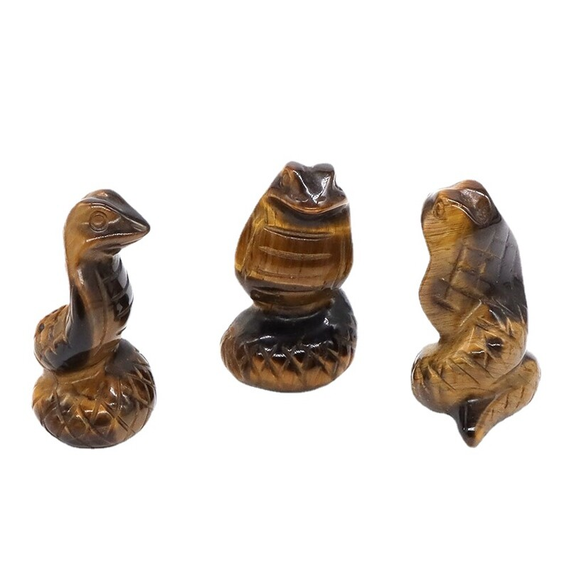Natural Quartz Crystal Carved Snake Viper Healing Stone Cobra Animal Decor Reiki