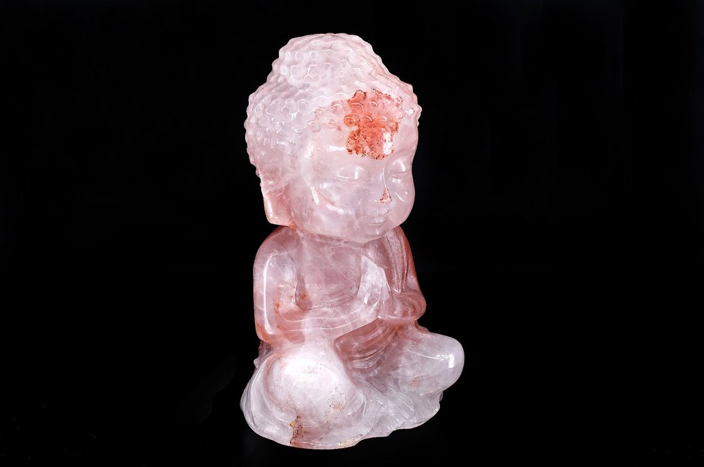 Wonderful finely detailed Hematoid Quartz buddha - Height: 14.9 cm - Width: 8.3 cm- 1000 g