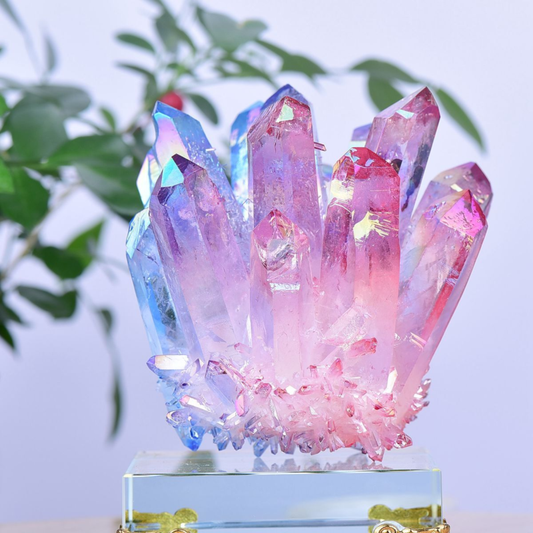 1.43LB Electroplated Color Crystal Cluster Crystal Mineral Reiki Healing