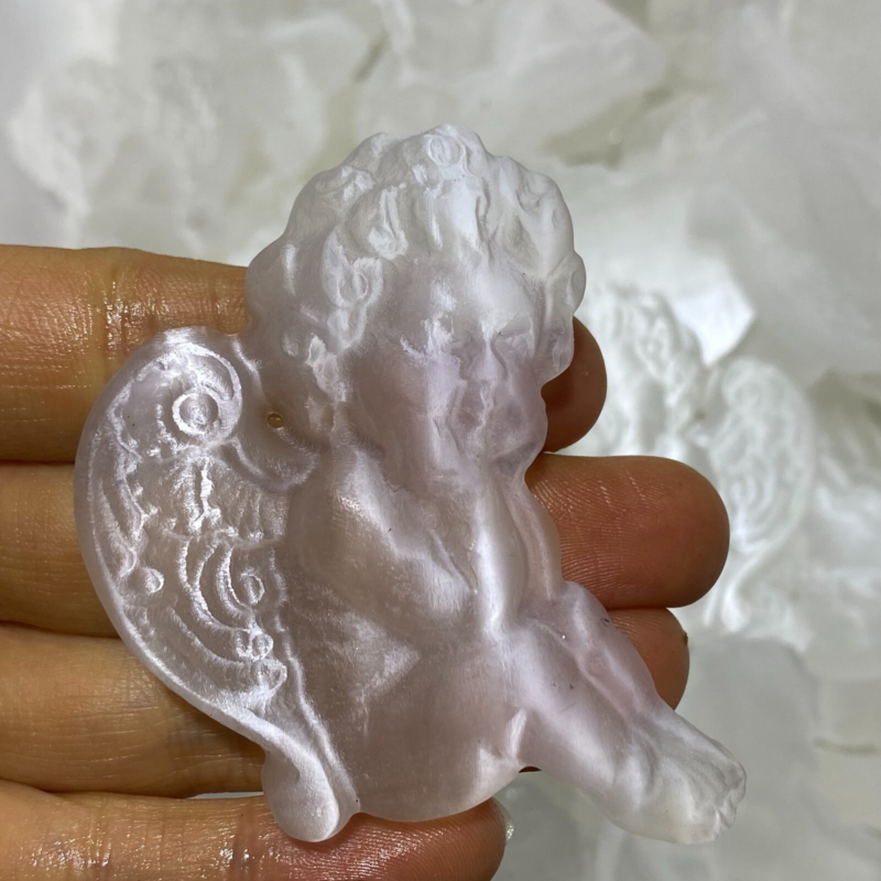 Natural Gypsum Selenite angel Hand Carved Quartz Crystal Reiki healing 1PC