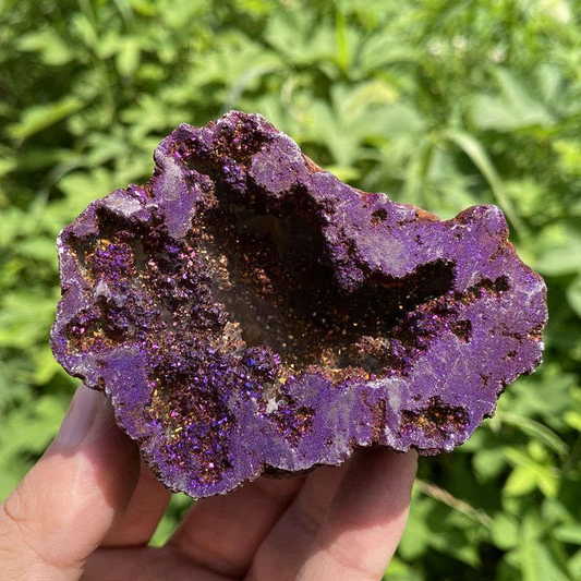 190g Electroplating color Natural Crystal Agate cave ornaments crystal cluster q