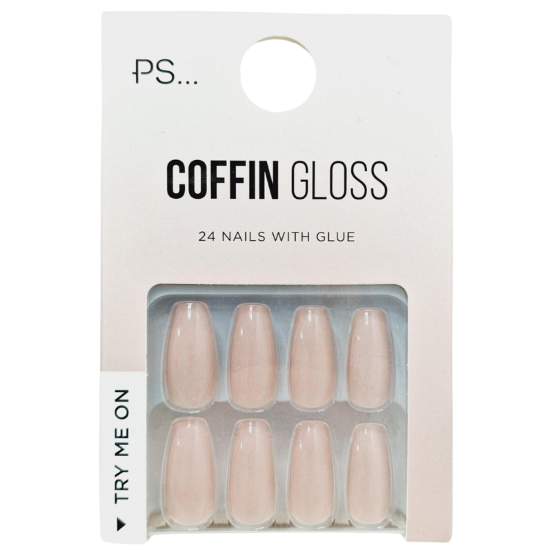 False Nails Press On Fake Tips Stick Coffin Square Full Cover Primark Glue 24pk