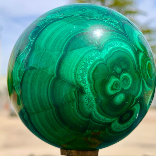 1.34LB Natural malachite egg quartzcrystal energy ball reiki healing