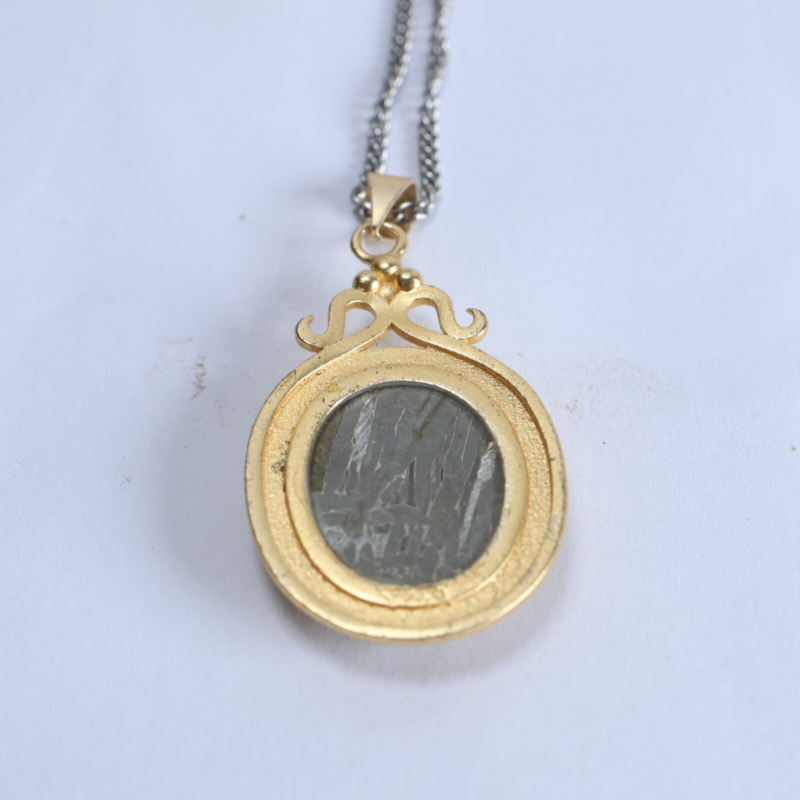 Natural meteorite inlaid pendant, necklace, gift L69