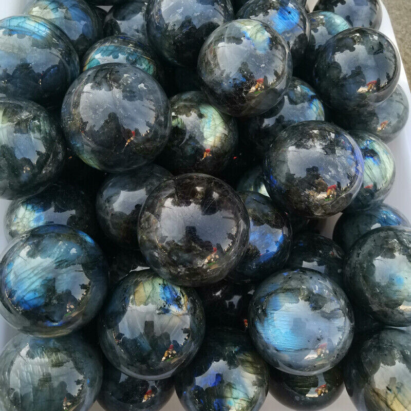 TOP 60mm+Natural rainbow labradorite sphere  quartz crystal ball gem healing 1PC