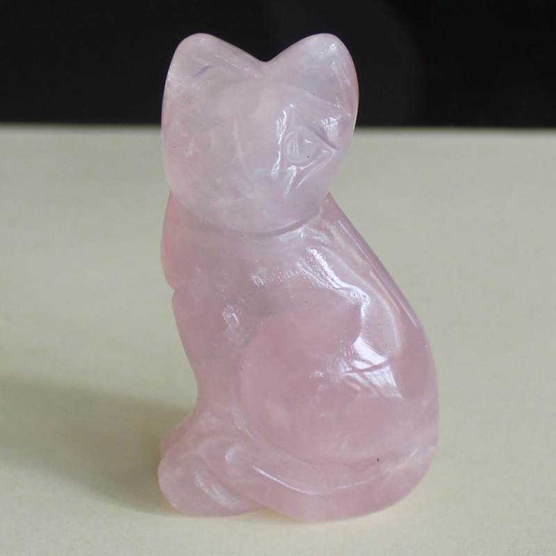 Carved mixed gemstone quartz crystal cat figurine animal carving home decor 2&apos;&apos;